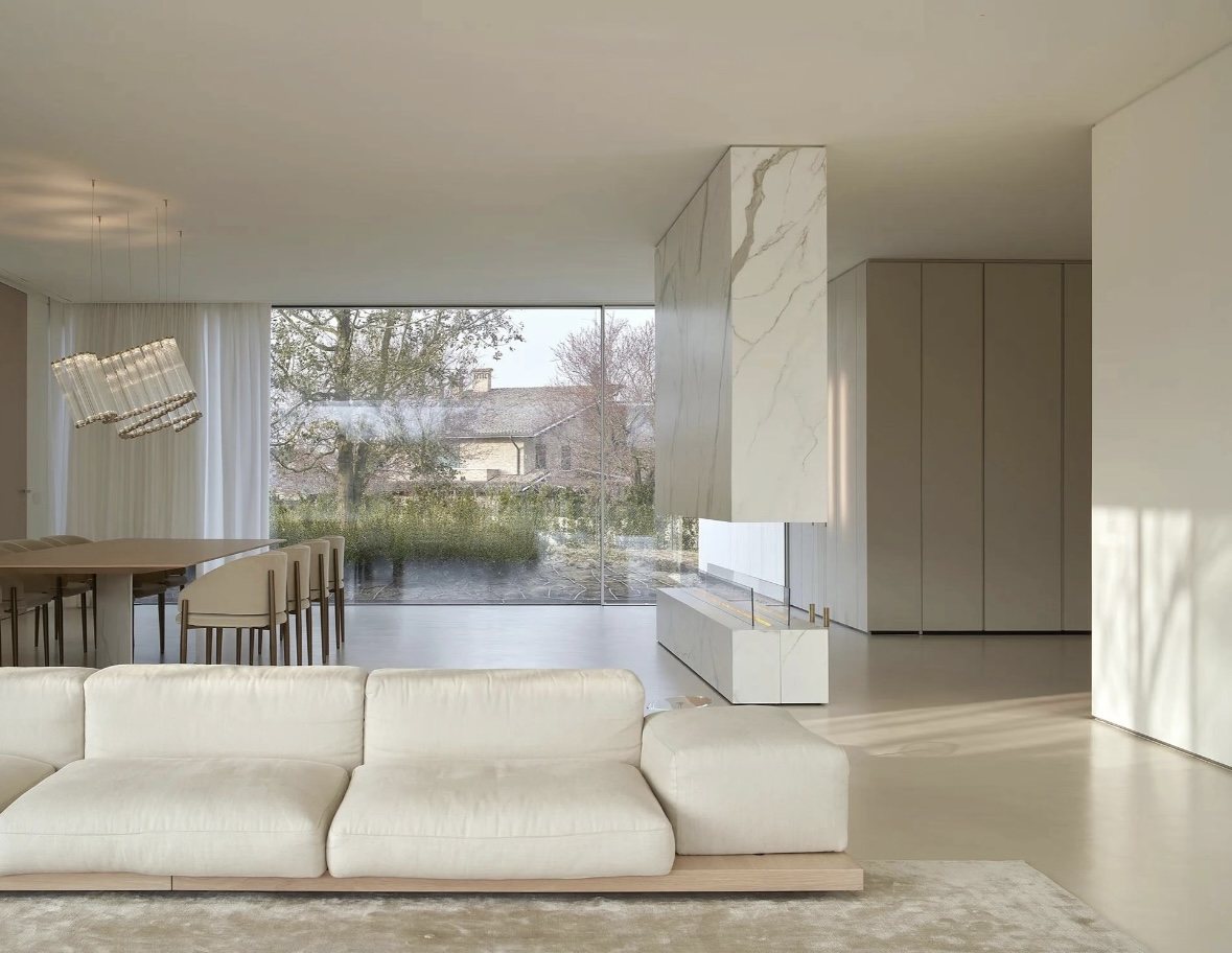 EcoMarble New Calacatta natural marble in a completed residential interior project in China